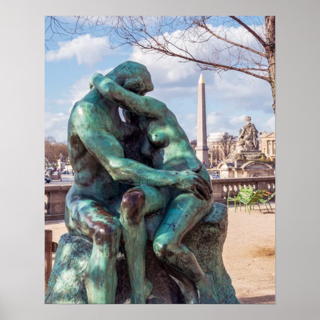 Kyssen av Auguste Rodin vid Tuilerierna, Paris Poster (Framsidan)