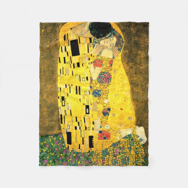 Kyssen av Gustav Klimt Fleecefilt (Framsidan)