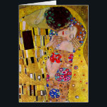 Kyssen av Gustav Klimt Hälsningskort<br><div class="desc">Denna målning betitlade kyssen göras av den berömda konstnären, Gustav Klimt. Om Gustav Klimt Gustav Klimt var en österrikisk Symbolistmålare och av de mest framstående medlemmarna av den Wien Secessionrörelsen. Han blev en av de grunda medlemmarna och presidenten av wieneren Sezession i 1897 och av grupp den periodiska Ver sacrumen....</div>