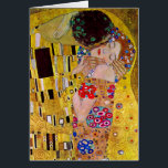 Kyssen av Gustav Klimt Hälsningskort<br><div class="desc">Denna målning betitlade kyssen göras av den berömda konstnären, Gustav Klimt. Om Gustav Klimt Gustav Klimt var en österrikisk Symbolistmålare och av de mest framstående medlemmarna av den Wien Secessionrörelsen. Han blev en av de grunda medlemmarna och presidenten av wieneren Sezession i 1897 och av grupp den periodiska Ver sacrumen....</div>