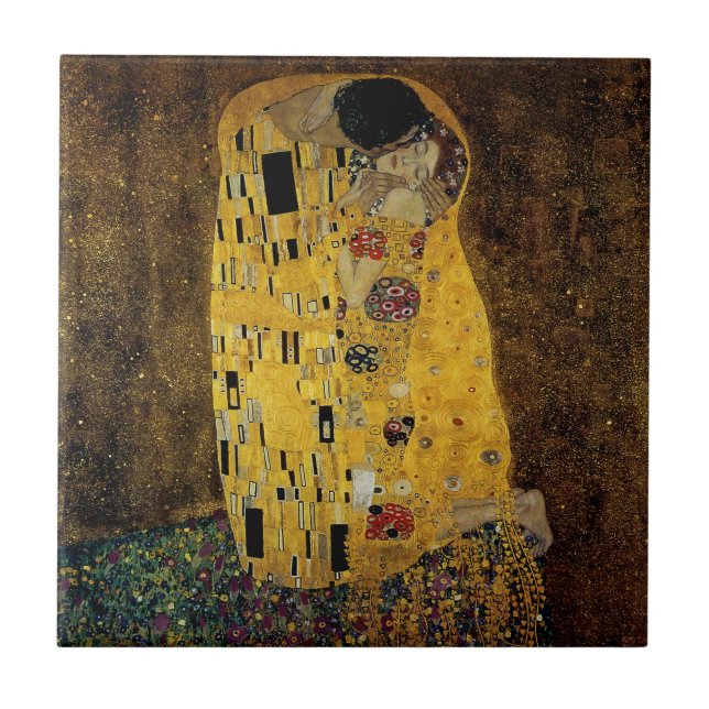 Kyssen av Gustav Klimt Kakelplatta (Framsidan)