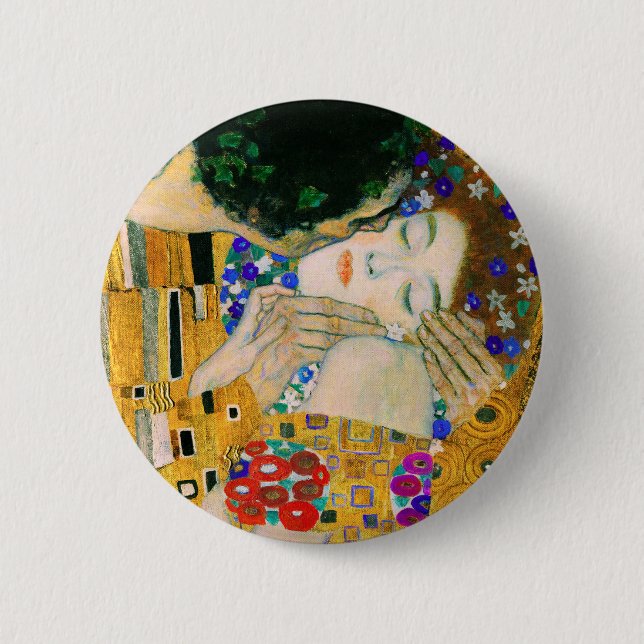Kyssen av Gustav Klimt Knapp (Framsida)