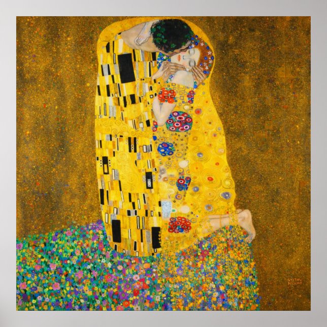 Kyssen av Gustav Klimt Poster (Framsidan)