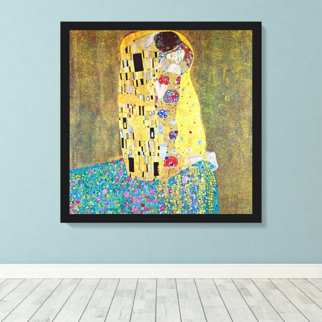 Kyssen av Gustav Klimt, Vintage Art Nouveau Canvastryck (Insitu (trägolv))
