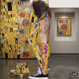 Kyssen av Gustav Klimt, Vintage Art Nouveau Leggings
