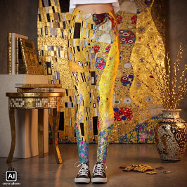 Kyssen av Gustav Klimt, Vintage Art Nouveau Leggings