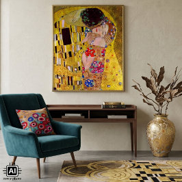 Kyssen av Gustav Klimt, Vintage Art Nouveau Poster