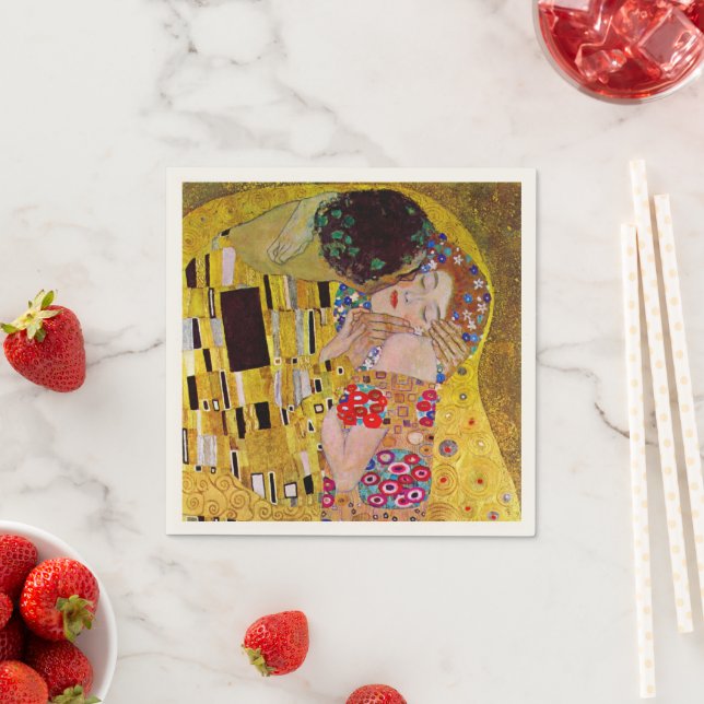 Kyssen av Gustav Klimt, Vintage konst bröllop Pappersservett (Insitu)