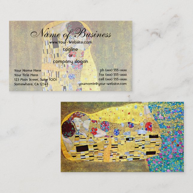 Kyssen av Gustav Klimt Visitkort (Fram/baksida)