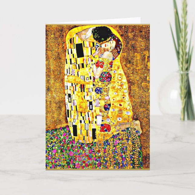 Kyssen, berömd målning av Gustav Klimt Kort (Framsida)