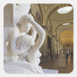 Kyssen mellan Cupid och Psyche, av Antonio Canova Fyrkantigt Klistermärke