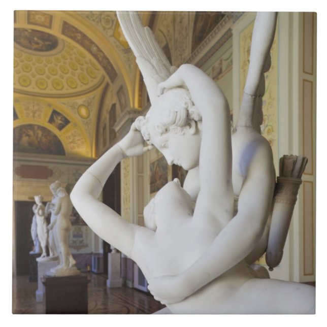Kyssen mellan Cupid och Psyche, av Antonio Canova Kakelplatta (Framsidan)