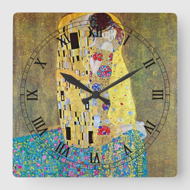 Kyssen (original Der Kuss) av Gustav Klimt Fyrkantig Klocka (Framsida)