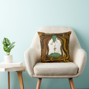 Kyssen Peter Behrens Art Nouveau Vintage Konst Kudde