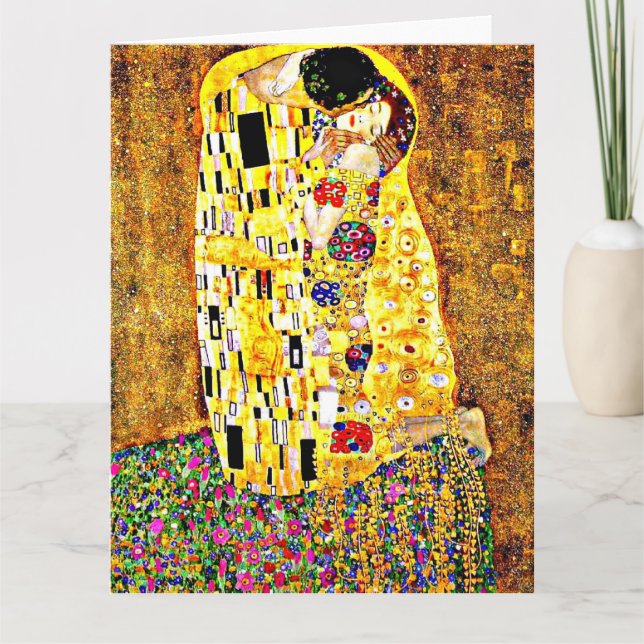 Kyssen som målar vid Gustav Klimt Kort (Framsida)