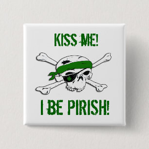 Kysser den Jolly Roger för st patricks day pirate Knapp