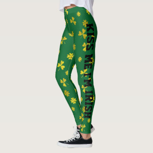Kysser guld- Shamrocks för st patrick's day mig Leggings