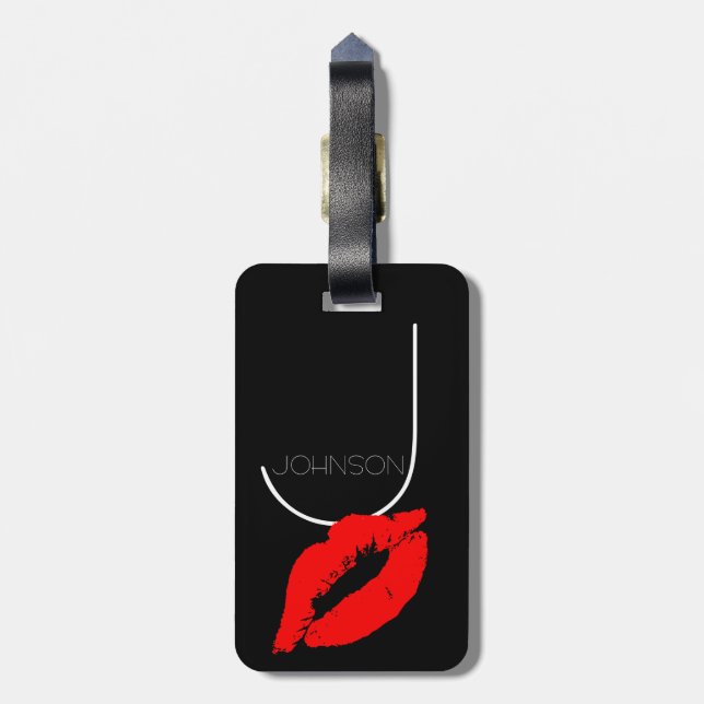 Kyssläppar svärtar den röda läppstiftJohnson Bagagebricka (Baksidan Lodrät)