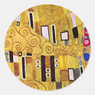 Kyssmönster av Gustav Klimt, Art Nouveau Runt Klistermärke
