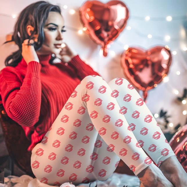 Kyssmönster med rosa läppstift leggings (Skapare uppladdad)