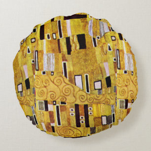 Kyssmönstret av Gustav Klimt, Art Nouveau Rund Kudde