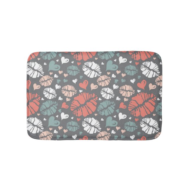 Kysstryck och hjärtamönster badrumsmatta (Framsidan)