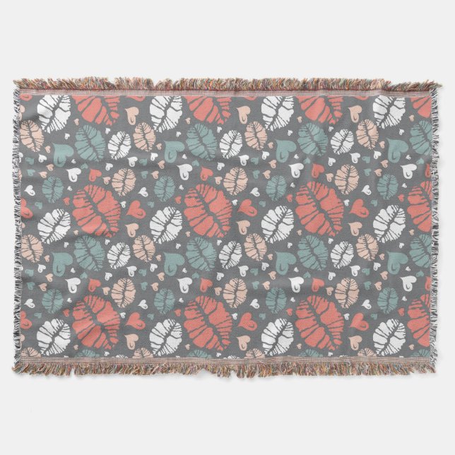 Kysstryck och hjärtamönster filt (Framsidan)