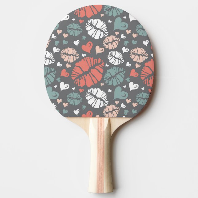 Kysstryck och hjärtamönster pingisracket (Framsidan)