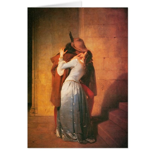 Kysstrycket på tomt kort av Francesco Hayez (Framsidan)