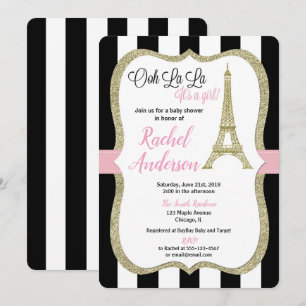 Kystflicka för bebisduschmunnen i Paris Eiffel tor Inbjudningar