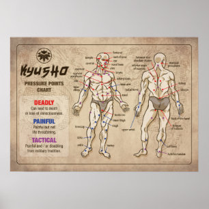 Kyusho - diagram över tryckpunkter i människokropp poster