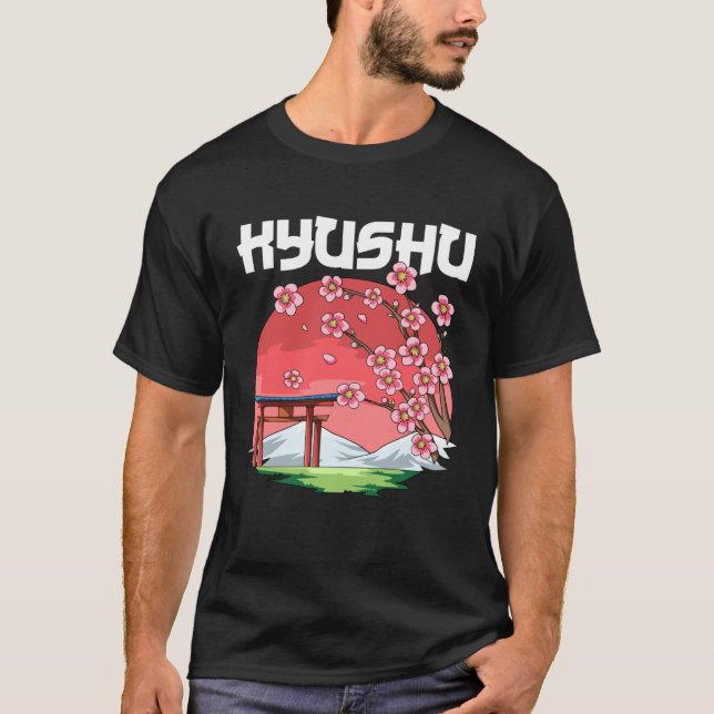 Kyushu  Kyokujitsuki Sakura Japan T Shirt (Framsida)