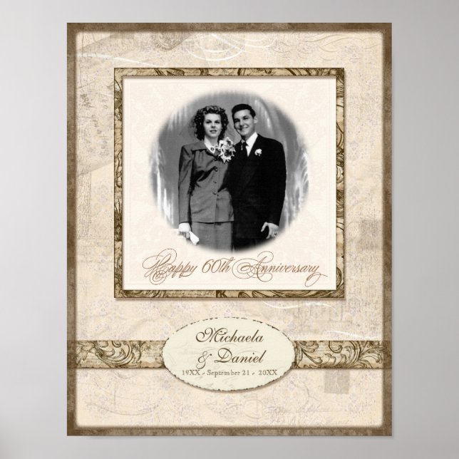 L744 11x14 60-årsjubileum Personlig med foto Poster (Framsidan)