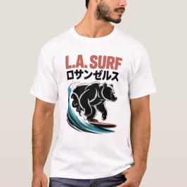L.A. Surf Bear Japansk typografi T Shirt