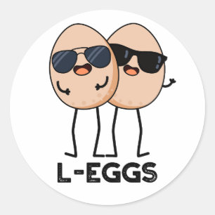 L-ägg Funny Egg Pun Runt Klistermärke