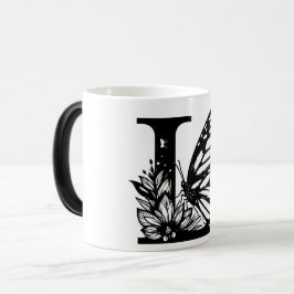 L Alphabet black butterfly Magisk Mugg