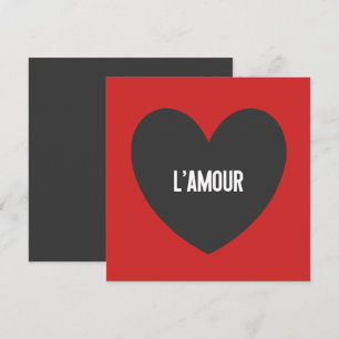 L' Amour Typografi Hjärtan Svart Rött Alla Hjärtan Julkort