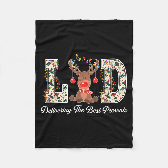 L&amp;d Delivering The Nurse Reindeer Christmas  Fleecefilt (Framsidan)