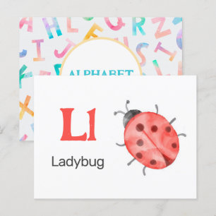 L är för Ladybug - Alphabet Flash Card Vykort