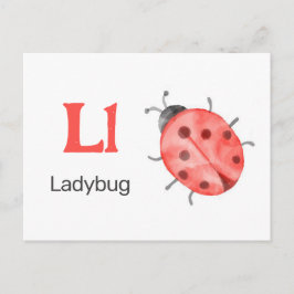 L är för Ladybug - Alphabet Flash Card Vykort