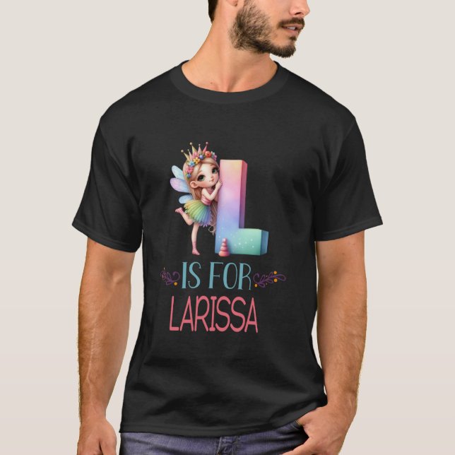 L är för Larissa Fairy Alphabet Namn T Shirt (Framsida)