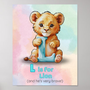 L är för Lejon – Alfabetstryck för Förskola Poster