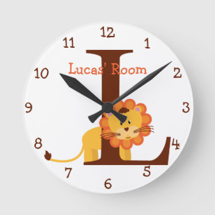 L är för lejon och Lucas-Barns sovrum Rund Klocka