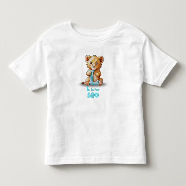 L är för Leo - Anpassad T-shirt för småbarn (Framsida)