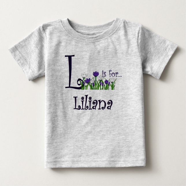 L är för Liliana Cute Vår blommor T-shirt (Framsida)