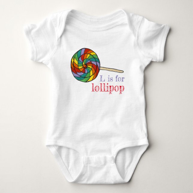 L är för Lollipop Rainbow Candy Lolly Sweet Brev T Shirt (Framsida)
