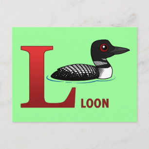 L är för Loon Vykort