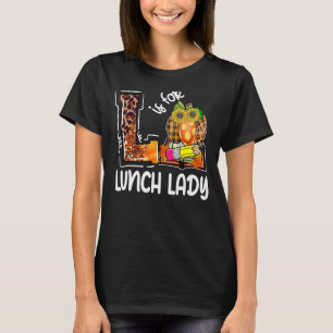L är för Lunch Dam Leopard Pumpkin Fall Thanksgiv T Shirt