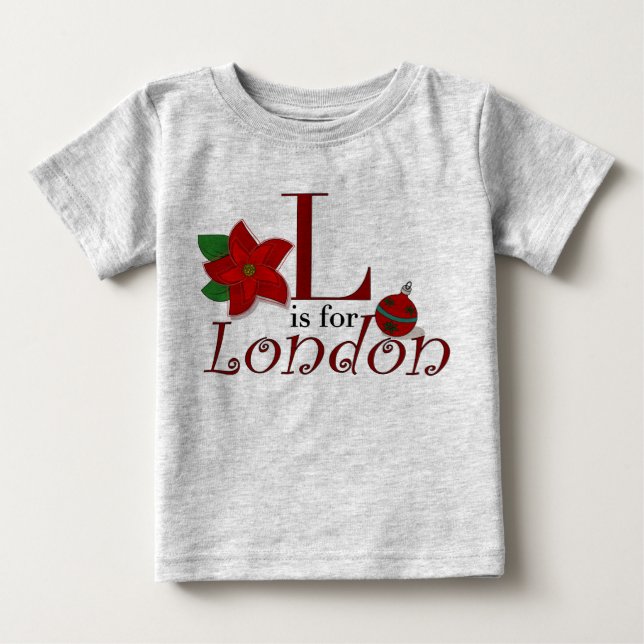 L är till London, Baby Första julskjortan Tee Shirt (Framsida)