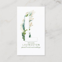 L Brev Monogram Guld Greenery Löv Elegant